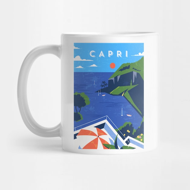 Capri, Italy. Retro travel minimalist poster by GreekTavern